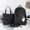 Trendy Fashionable Leather Film Large Capacity Middle School Student Three Piece Set Backpack