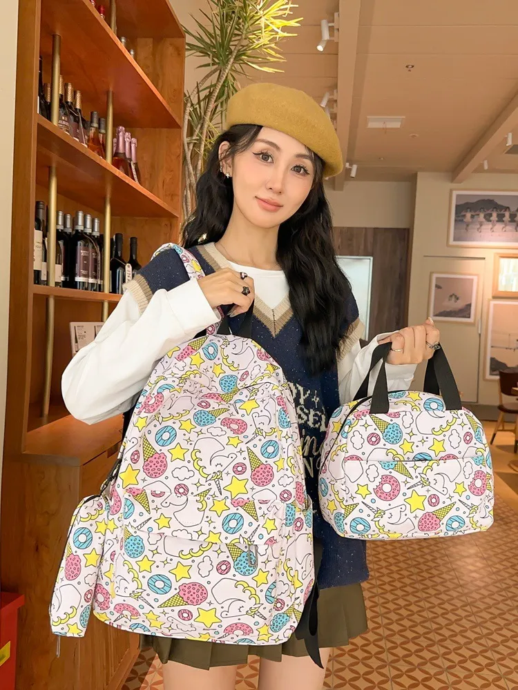 2024 New Printed Children&prime;s Backpack with Large Capacity Three Piece Set for Primary and Secondary School Students