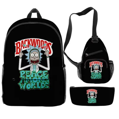 Hot Selling Backwoods Backpack 3-Piece Set Rick Modi Backpack Full Color Printed Backpack