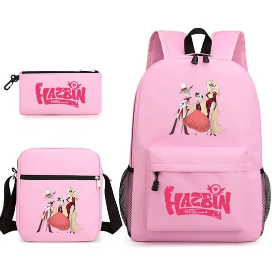Schoolbags Around Hell Inn Anime Three Piece Schoolbag for Students Cartoon Printing Trend Backpack