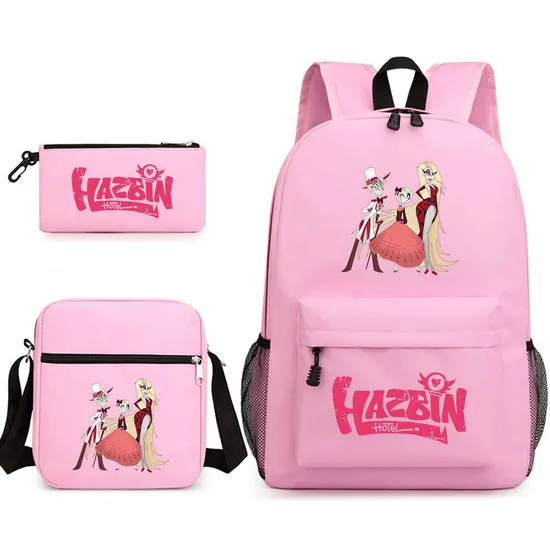 Schoolbags Around Hell Inn Anime Three Piece Schoolbag for Students Cartoon Printing Trend Backpack
