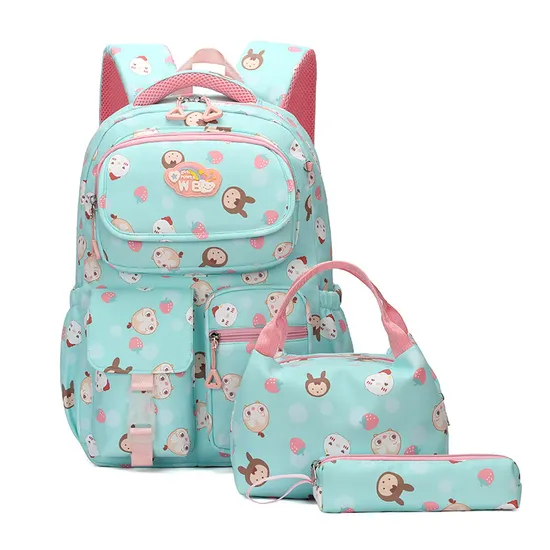 Factory New Elementary School Backpack Splash Proof Large Capacity Casual Three Piece Backpack Set