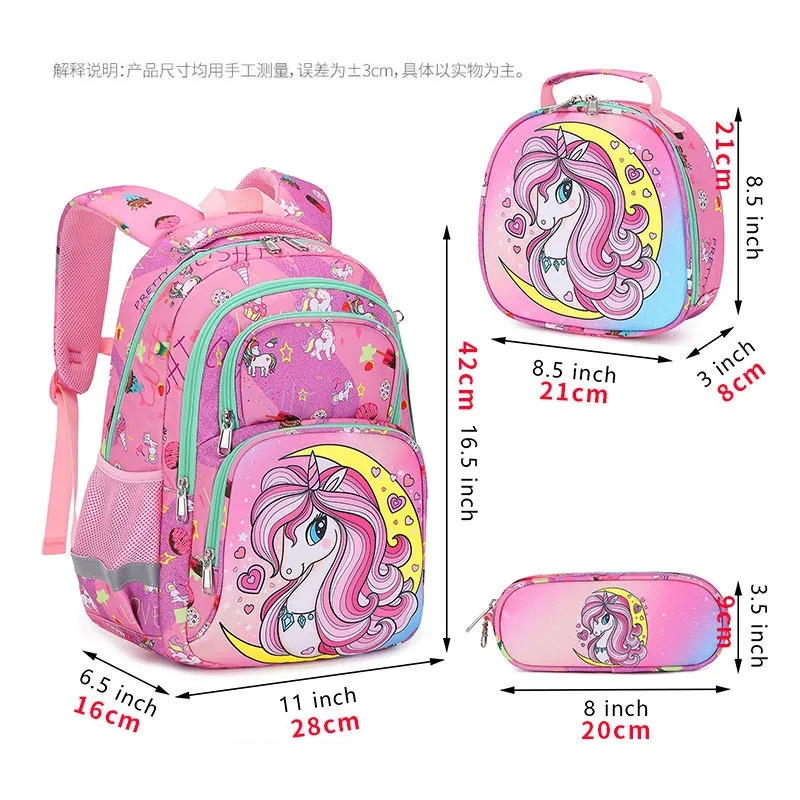 New Backpack for Elementary School Girls and Children 3-Piece Set Backpack Wholesale
