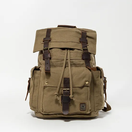 Retro Mens Canvas Backpack Leisure Universal Backpack Fashionable Large Capacity Outdoor Travel Bag