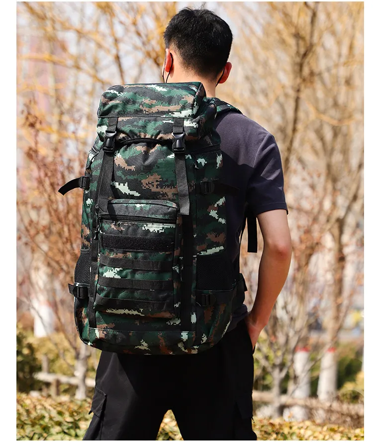 Outdoor Sports Backpack Mountaineering Hiking Travel Backpack 80L Large Capacity Lightweight Tactical Bag