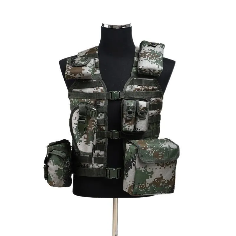 Tactical Vest Clip Bag 7-Piece Set Camouflage Combat Carrying Gear Customizable Vest