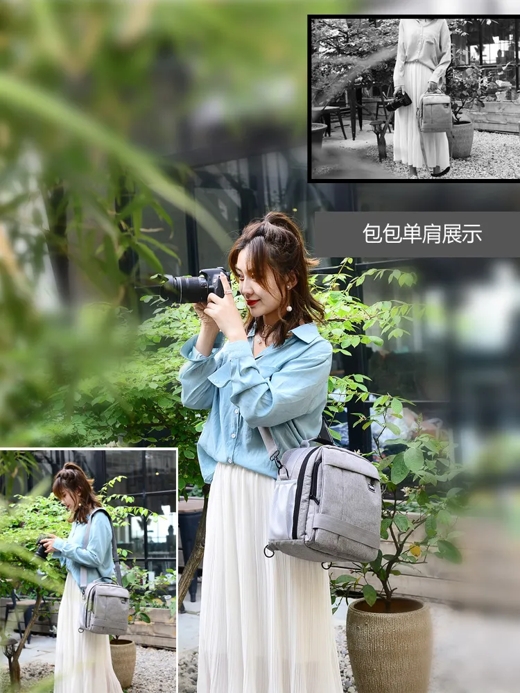 SLR Camera Bag Shoulder Photography Digital Backpack Multi-Purpose Design for Both Single and Dual Use