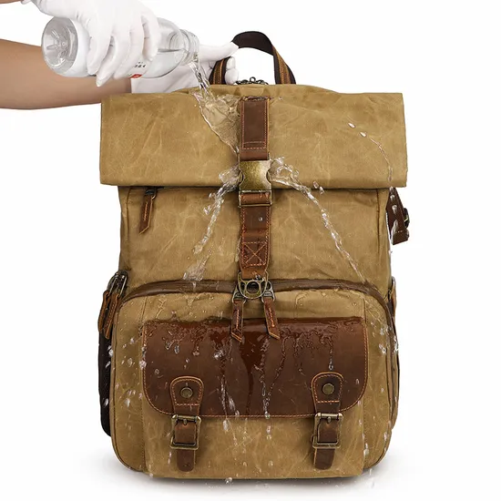 Wholesale of Shoulder Photography Bag Contrasting Waterproof Canvas DSLR Digital Bag Retro Camera Backpack