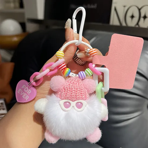 2024 New Products Plush Pendant Cute Car Keychain Bag Multicolor Rex Rabbit Fur Ball Custom Fur Ball