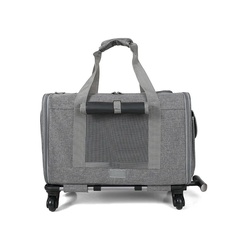 2024 Luxury Airline Approved Trolley Expandable Mesh Travel Pet Carrier Bag for Cats Dogs and Small Animals