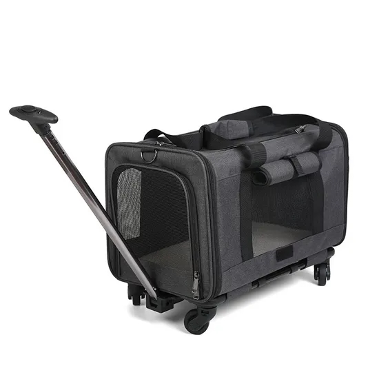 Customized Portable Viewable Window Trolley Pet Dog Cat Backpack Luggage Box Carriers with Wheels