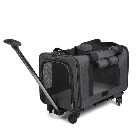 Customized Portable Viewable Window Trolley Pet Dog Cat Backpack Luggage Box Carriers with Wheels