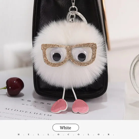 POM POM Keychain 8cm Colored Bulk Fluffy Fur Puff Ball Key for Women Pompom Keychains
