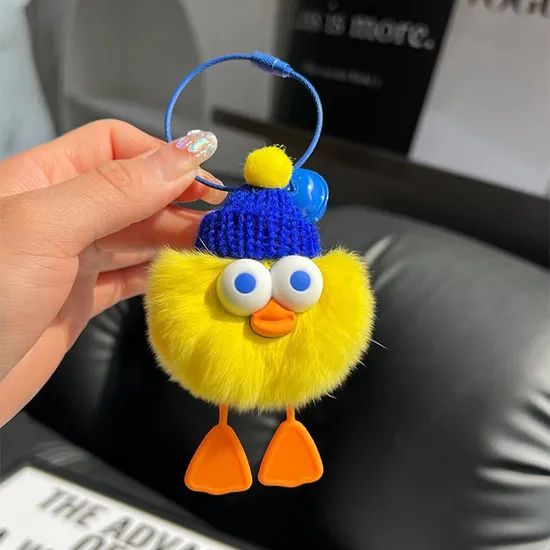 Super Cute and Soft Real Keyring Duckling Car Key Chain Pendant