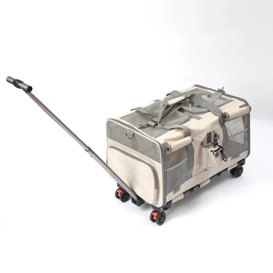 Dog Cat Carrier with Wheels Trolley Pet Carrier Bag with Removable Wheels
