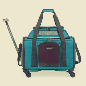 Airline Approved Foldable Cat Dog Carrier Wheels Bag Fully Detachable Pet Trolley Cat Bagpack with Removable Wheels