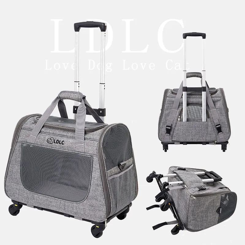 2024 Multifunctional Pet Backpack Carrier Smooth Spinning Wheels Portable Trolley Bag
