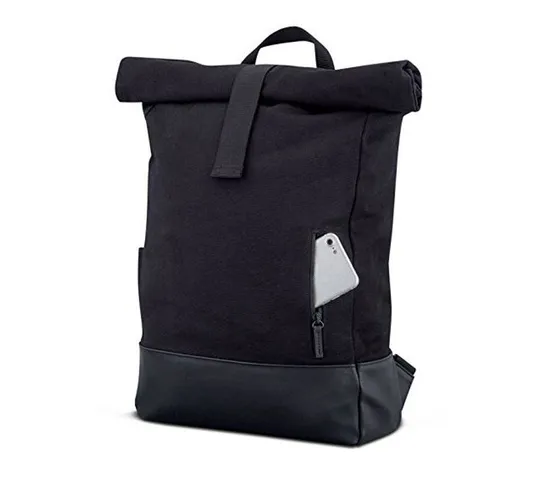 Water-Repellant Durable Vintage Flexible Black Canvas Backpack