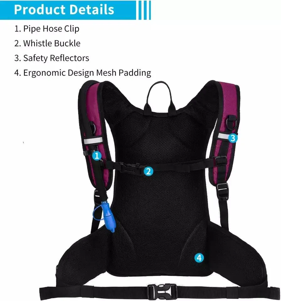 Factory Custom Hydration Backpack 2ith 2L 2ater Bag Insulation Water Suitable for Running Hiking Cycling and Camping