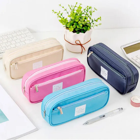 Factory Wholesale Large Capacity Pen Case Zippers Pen Bag Office Stationery Bag Pencil Case