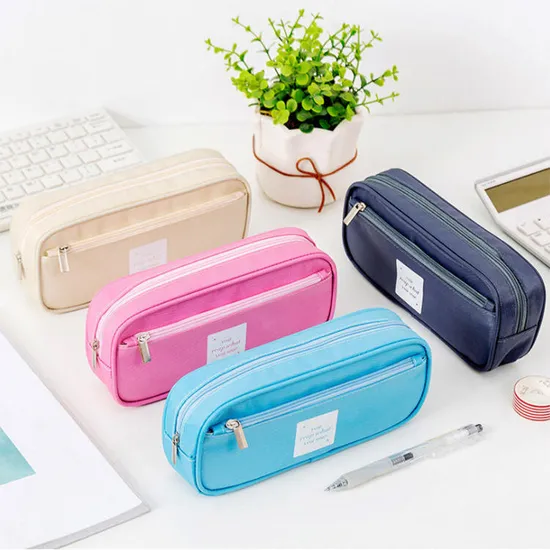 Factory Wholesale Large Capacity Pen Case Zippers Pen Bag Office Stationery Bag Pencil Case