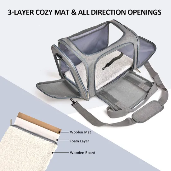Factory Custom Portable Pet Outdoor Travel Soft Sided Foldable Breathable Small Dog Cat Bag