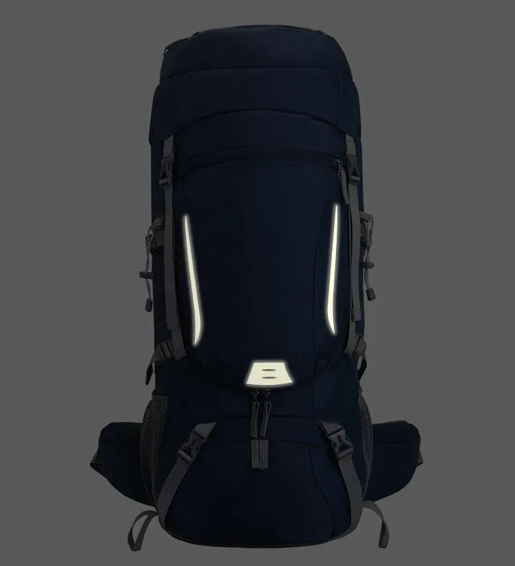 Factory Custom New 60L Hiking Bag Waterproof Backpack with Rain Cover Reflective