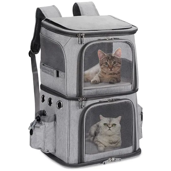 Custom Pet Backpack Travel Double Compartment Carrier Backpack for Small Cats and Dogs