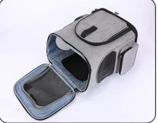 Custom Logo Foldable Portable Collapsible Puppy Black Grey Petcarrier Bag