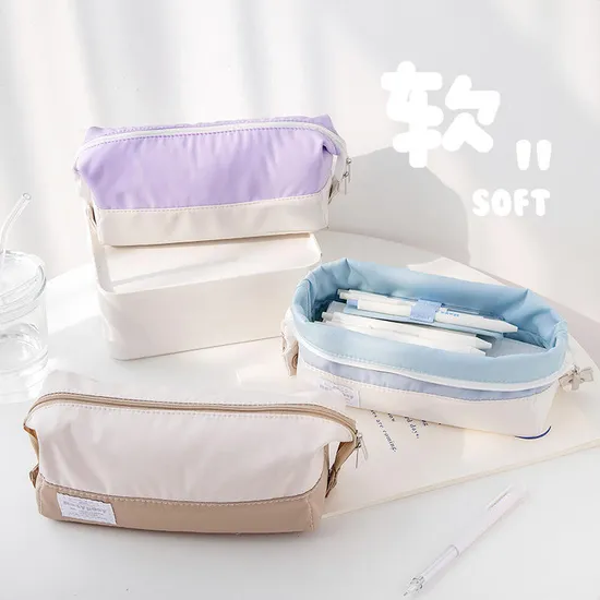 Large Capacity Stationery Bag School Supplies Storage Multifunctional Zipper Pencil Bag