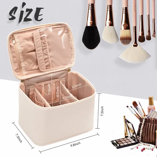 Custom OEM PU Leather Toiletry Portable Handle Washable Makeup Bag Travel Cosmetic Bag