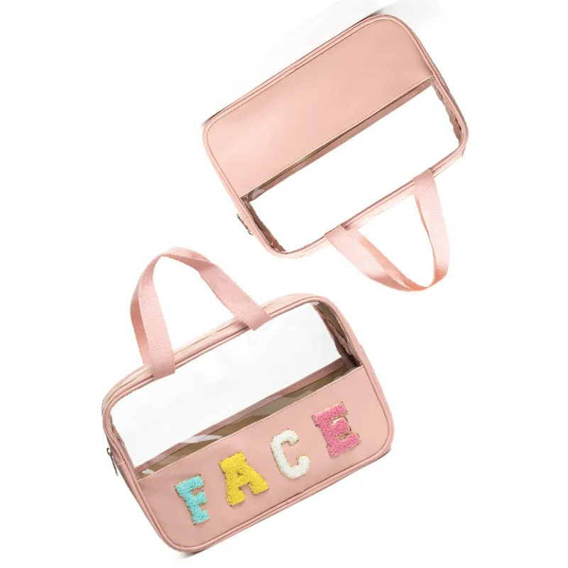 Custom Colors Large Capacity Water Resistant Makeup Cosmetic Bag Portable Travel Clear Toiletry Bag