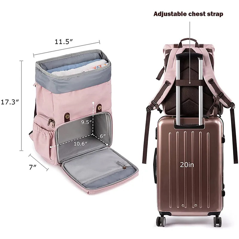 Customized New Fashionable Girl Pink Travel Camera Backpack Short-Term Travel Luggage Computer Storage Backpack