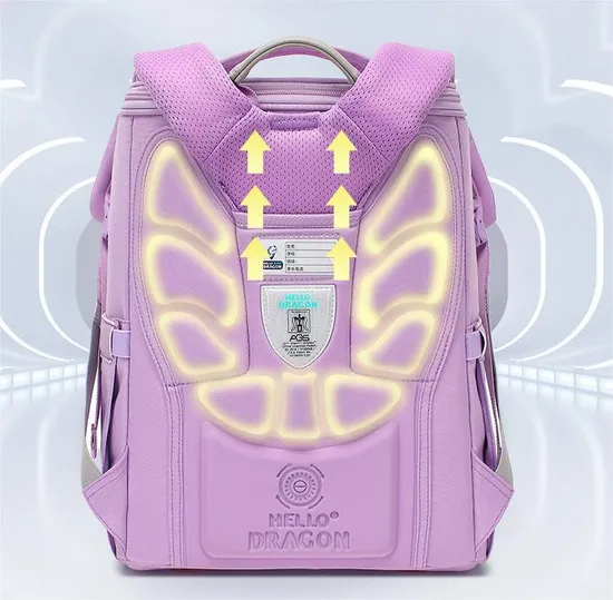 Primary School Children′s Lightweight Backpack Reducing Burden and Protecting Spine Boys and Girls Large Capacity Waterproof