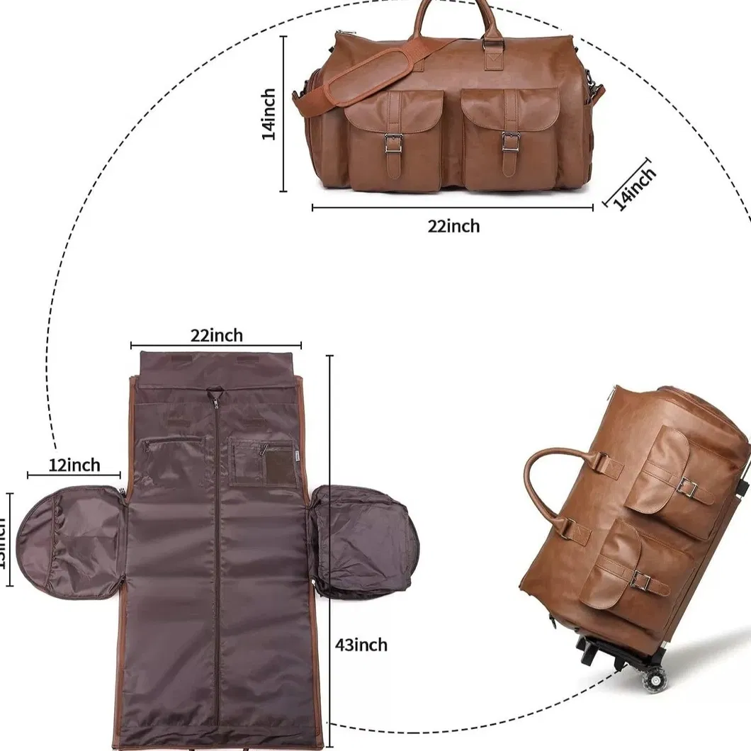 Travel Suit Bag Clothing Storage Bag with Wheels Portable Fashionable Shoe Compartment Detachable Lever Storage Bag