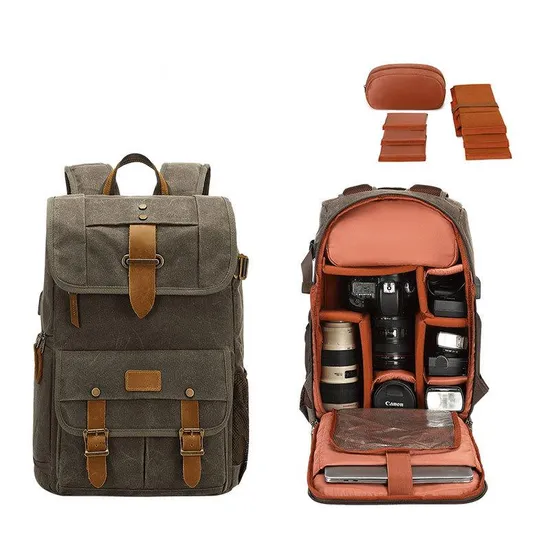 Outdoor Photography Bag Digital SLR Professional Waterproof Wax Dyed Canvas One Shoulder Camera Bag