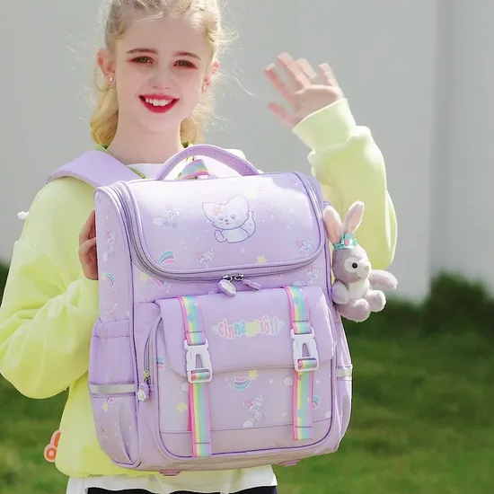 Elementary School Backpack for Girls Children′s Load Reduction Large Capacity Backpack