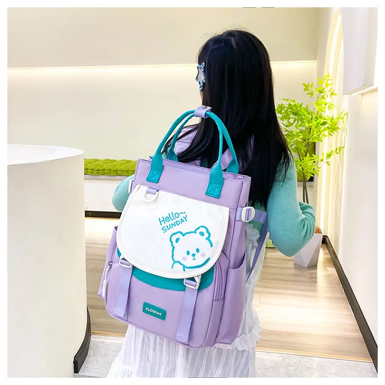 Elementary School Tutoring Bag Double Back Hand-Held Backpack Children&prime;s Learning Homework Tutoring Class Art Bag