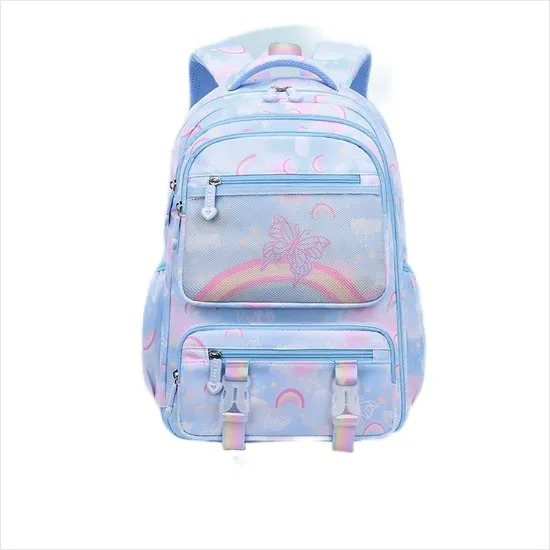 New Rainbow Girls Elementary School Students Backpack Waterproof Backbone Protection Large Capacity Backpack