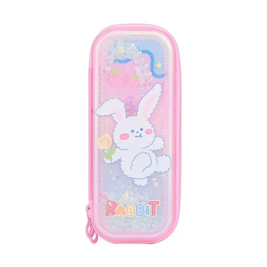 Pen Case Filled with Oil Quicksand Pen Box Cartoon TPU Student Stationery Box Children′s Pencil Case Pouch