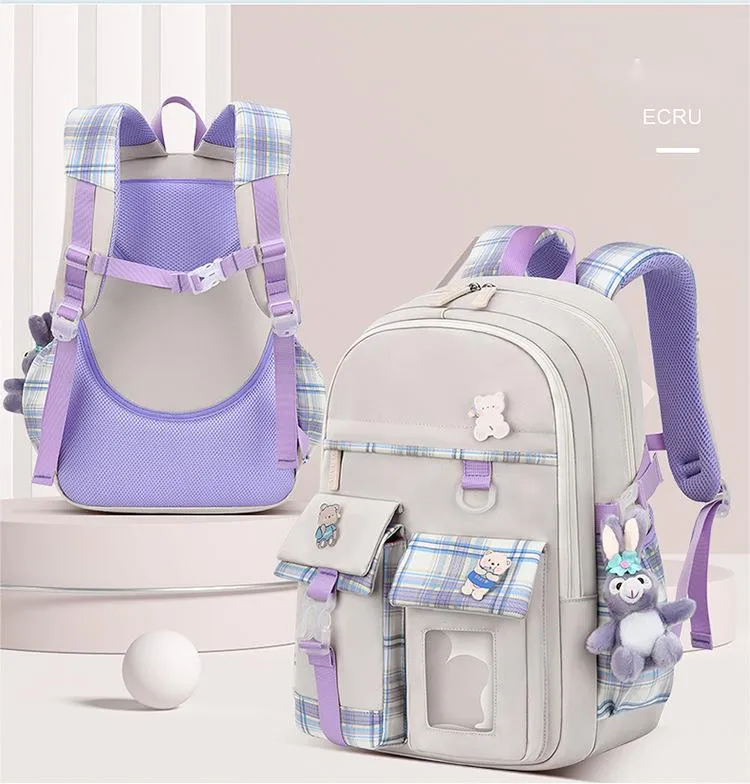 New Primary School Student School Bag Cute Girl&prime;s School Bag Lightweight Casual Backpack