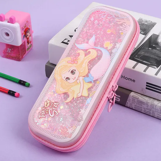 Elementary School Student Pencil Case Filled with Oil Quicksand Pencil Case Cartoon TPU Student Stationery Case Pouch