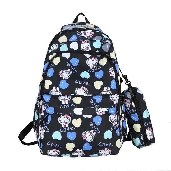 New Cute Cartoon Two-Piece Backpack with Large Capacity Lightweight Backpack