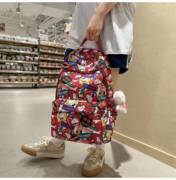 New Backpack Student Cute Cartoon Large Capacity Nylon Lightweight Backpack