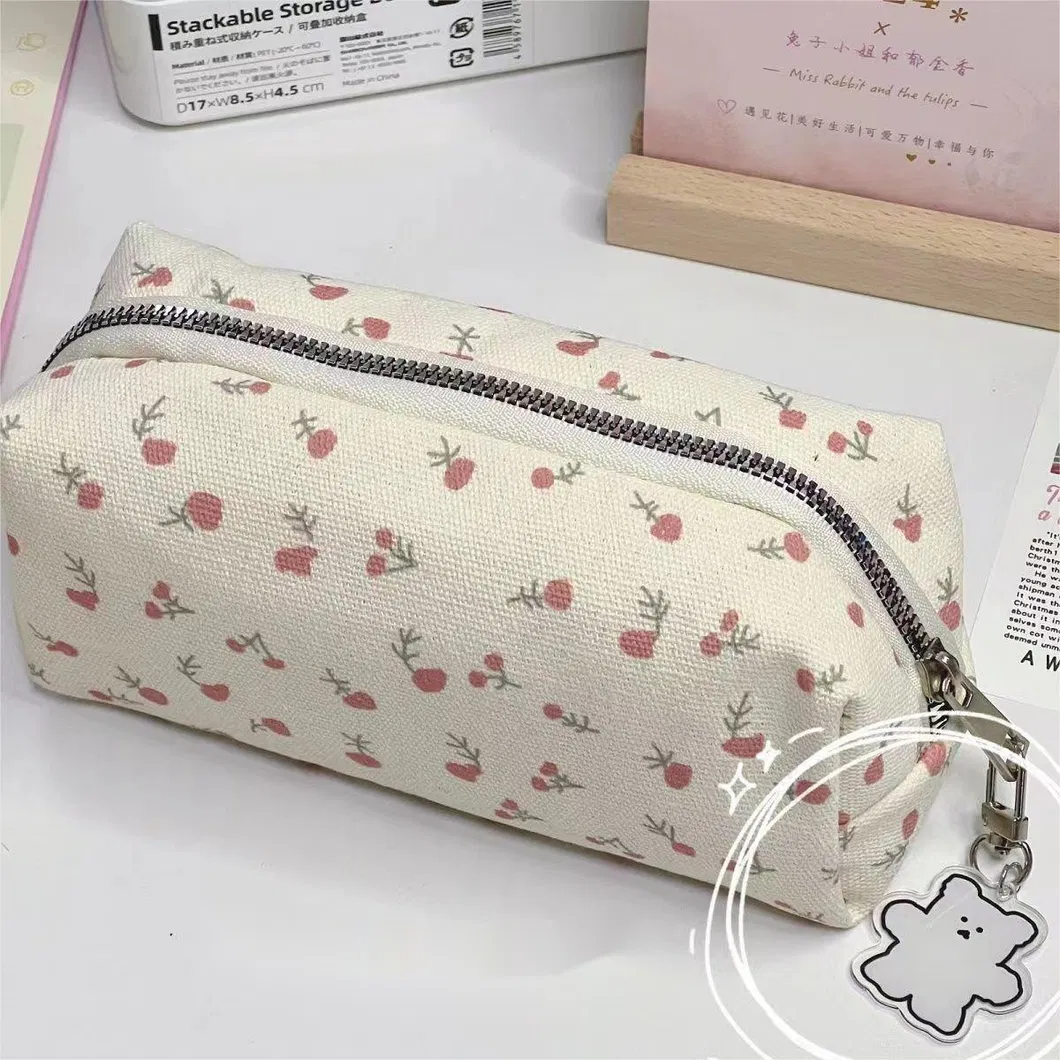 Small Floral Pencil Case, Student Stationery Storage Bag Makeup Bag