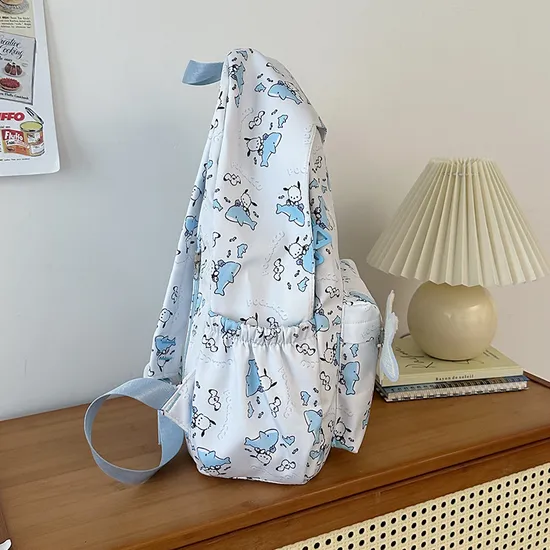 New Junior High School Nylon Backpack Cute Cartoon Hanger Print Large Capacity Boys and Girls School Backpack