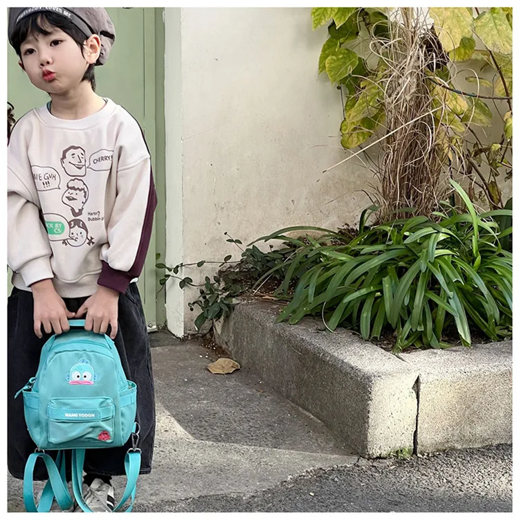 New Children&prime;s Backpack Lightweight Nylon Embroidered Bag Large Capacity Crossbody Handheld Creative Backpack