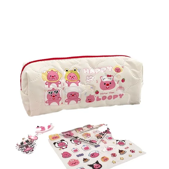 Cute Beaver Milk Bubble Pen Bag Large Capacity Stationery Storage Bag