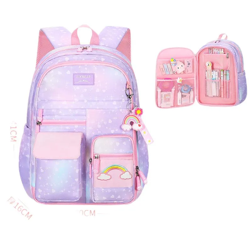 New Primary School Student Backpack Cute Princess Large Capacity Spinal Protection Waterproof Backpack