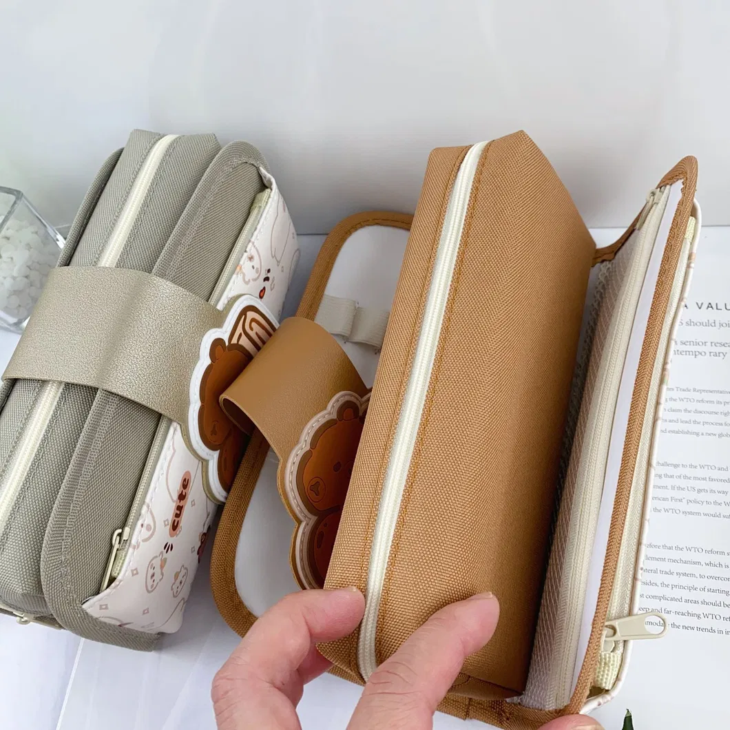 New Large Capacity Pencil Case Cute Cartoon Double-Layer Pencil Case Stationery Bag Student Storage Bag